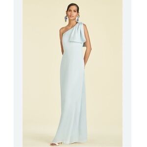 Sachin & Babi Chelsea Gown Blue Ice Shoulder Bow